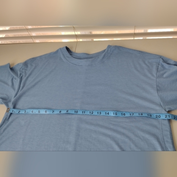 Athleta Inspire Slate Blue Relaxed Fit Oversized 3/4 Sleeve Tee Sz S - Picture 10 of 16
